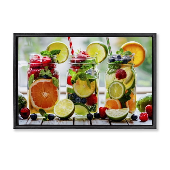 Stupell Industries Vibrant Citrus & Berry Infusion Black Framed Floater Canvas Wall Art, design by Lazar Studio