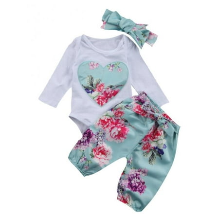 

HOTWINTER Newborn Baby Girl Clothes Outfit Infant Romper Pants Set Floral Outfits Baby Clothes for Girl