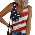 thumbnail image 2 of Usmixi Womens Tank Tops Fashion Button up Slim Knitted Ribbed Independence Day Patriotic Shirts Vest Summer Trendy USA Flag Print V-Neck Sleeveless Shirts Blouse Red m, 2 of 5