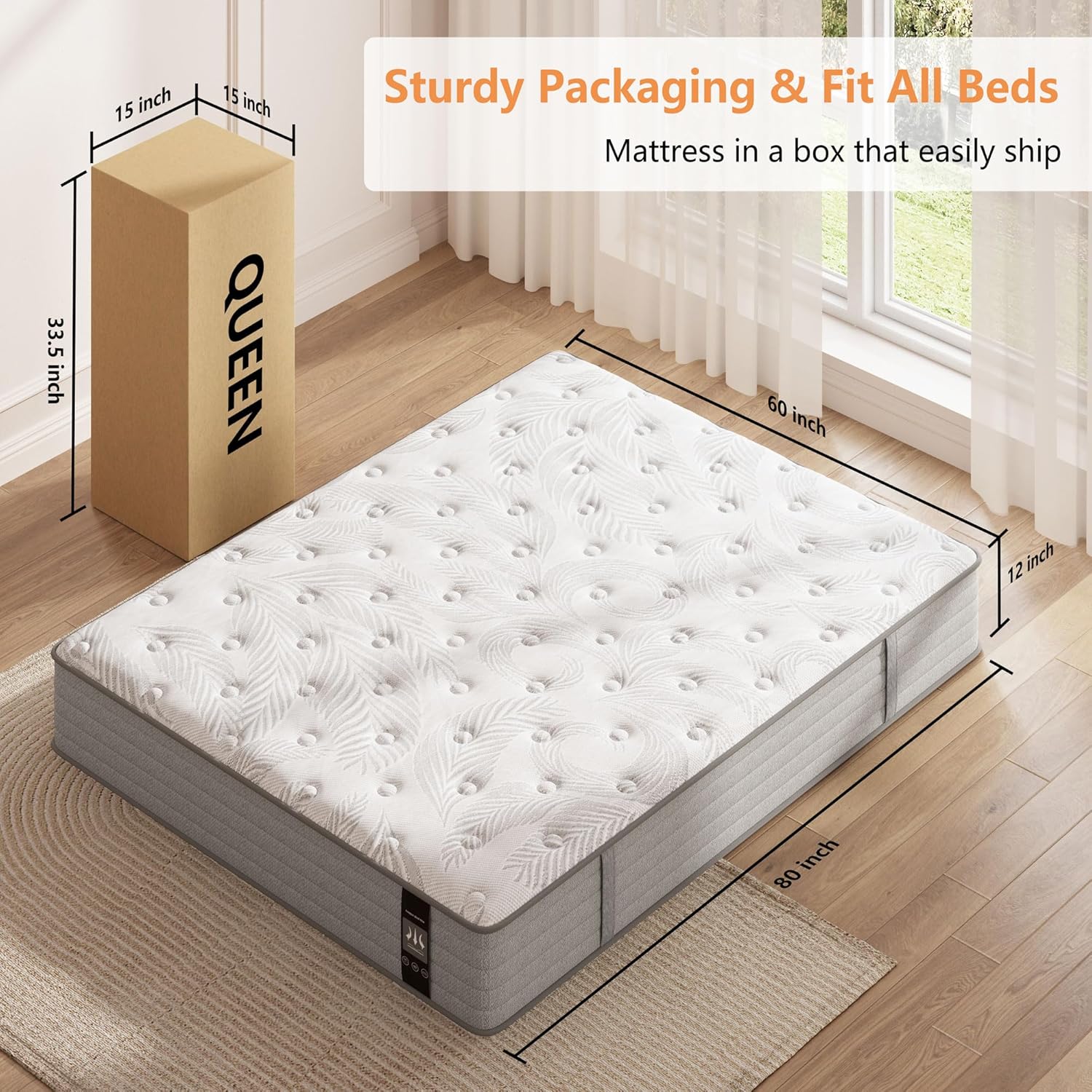 Queen Size Mattresses ,6V-Sermmoo 12 inch Gel Memory Foam Hybrid Pocket Spring Mattress in a Box,Adult