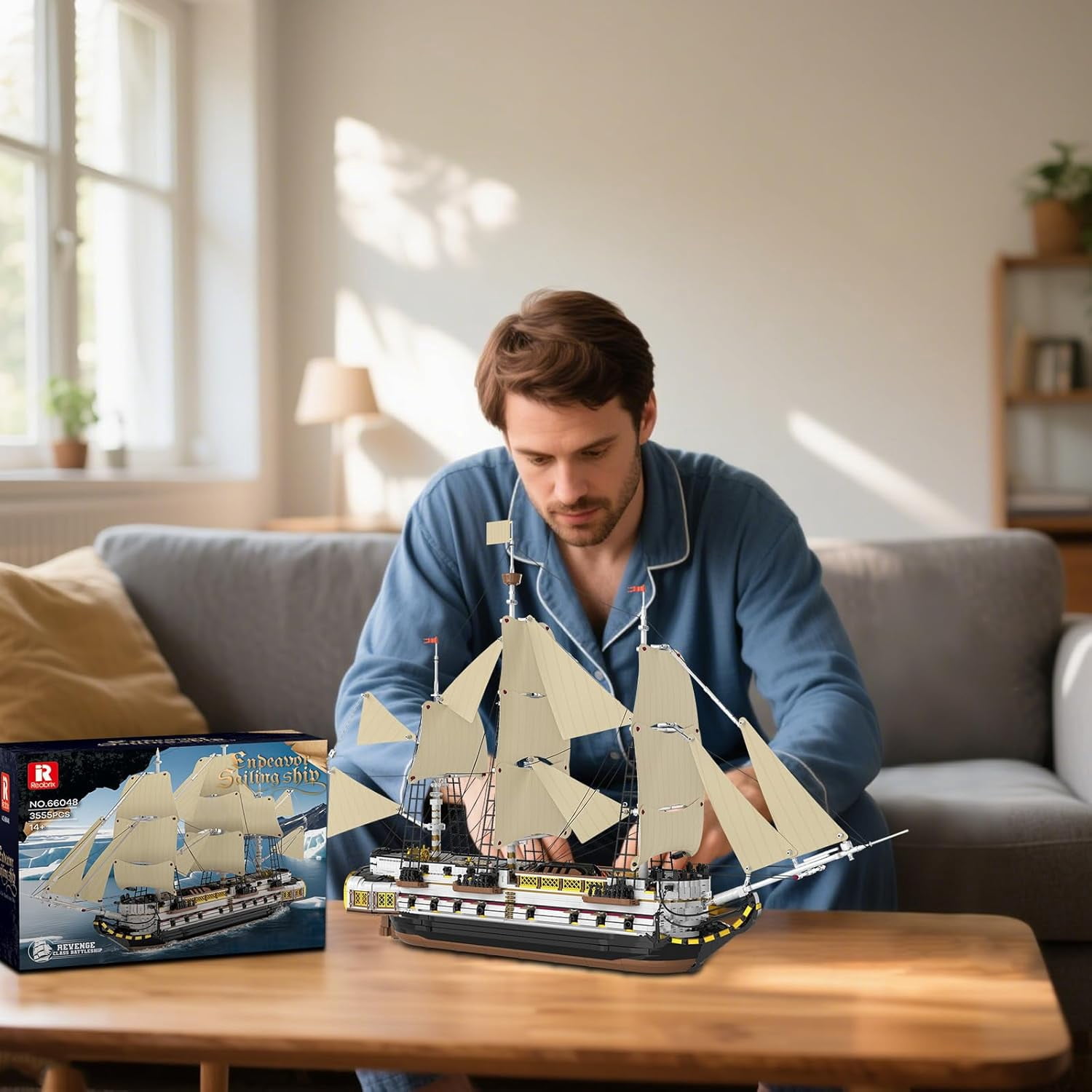 Large Sailing Ship Model Building Blocks Kit, Sailing Boat Model Construction Set, Pirate Ship & Historical Collectible Toy, Home Decor Birthday Gifts for Adult Collectors Enthusiasts 3555PCS