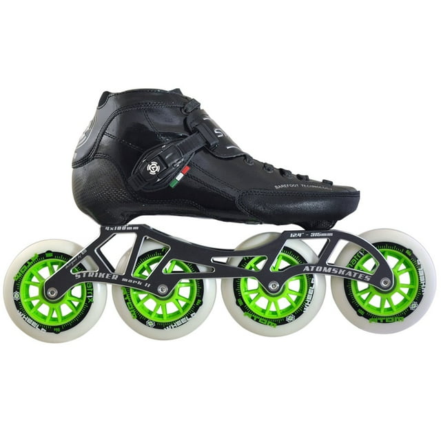 Atom Luigino Strut 4 Wheels Inline Skate Package (Matrix 100mm, 2, Black, ABEC 7)