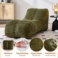 thumbnail image 4 of Modern Yoga Chair Lounge for Adults,Chenille Ergonomic Chaise Lounge Chair Indoor,Comfy Floor Chair Reading Chair for Stretching,Relaxation,Exercise,Used in Bedroom,Living Room,Olive Green, 4 of 9