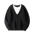 thumbnail image 1 of Mens Sweater,Casual Knitted Pullover Fake 2 Piece Top Spliced Warm Base,Sweaters for Men, 1 of 7