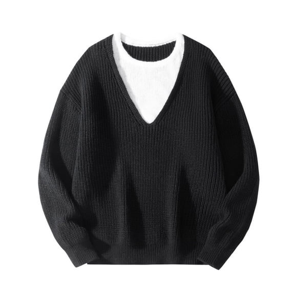 Mens Oversized Sweater 90s Vintage Cable Knit Long Sleeve Heavy Crewneck Pullover