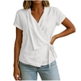 thumbnail image 2 of TGSLY Adjustable Wrap Side Tie Tops for Women Breathable Soft V Neck Short Sleeve Blouses Loose Fit Dressy Casual Solid Color T-Shirts S, 2 of 8