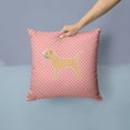 thumbnail image 2 of Border Terrier Checkerboard Pink Fabric Decorative Pillow, 2 of 4