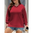thumbnail image 7 of DOKOTOO Plus Size Sweatshirts for Women Long Sleeve V Neck Oversized Drop Shoulder Solid Pullover Tops(1X-5X), 7 of 7