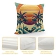 thumbnail image 4 of Leisuo  Vintage Hawaii Throw Pillow Cushion Cover, Vintage Old Paper Style Tropical Island with Giant Waves Retro Background, Decorative Square Accent Pillow Case Dark Coral, 4 of 5