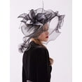 thumbnail image 6 of Women Derby Church Hat Organza Flower Wedding Tea Party Fascinator Hat Wide Brim Sun Hat, 6 of 6