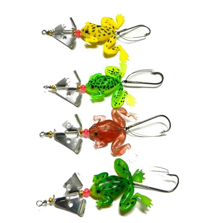 Holiday Time 4PCS/Set Frog Spinner Colorful Fishhook Fishing Hook Lure Minnow Salmon Fish Lure Trout Artificial