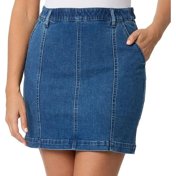 Briggs Women's Stretch 4 Pocket Denim Skort Skirt (Blue, Large)
