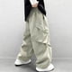 thumbnail image 5 of Pantalones largos para niños, de color liso, con cintura elástica, con bolsillos y puños en los tobillos, informales y cómodos, de poliéster para adultos., 5 of 5