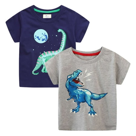 

Aolyty Toddler Boys T-Shirts Short Sleeve Glowing Dinosaur Tops 5T
