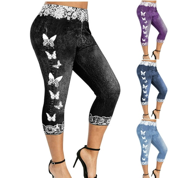 Utoimkio Yoga Capri Pants for Women Casual Summer Stretch High Waisted Workout Leggings Cropped Yoga Pants for Women