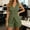 Army Green, variant on Pretxorve Women 2 Piece Outfits Solid V Neck Button Sleeveless Top Lace Elastic Waist Shorts Set