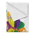 thumbnail image 2 of New Orleans Soft Flannel Fleece Throw Blanket, Traditional Mardi Gras Comedy and Tragedy Design with Rhombuses Pattern, Cozy Plush for Indoor and Outdoor Use, 60" x 80", Multicolor, by Ambesonne, 2 of 5