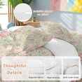 thumbnail image 3 of Pink Flowers Duvet Cover Set, Green Country Botanical Floral Leaves Soft Duvet Cover Queen Size Bedding Set 4 Pieces, 1 Quiltcover and 2 Pillowcases with Zipper, 1 Bed Sheet for All Seasons, 3 of 9