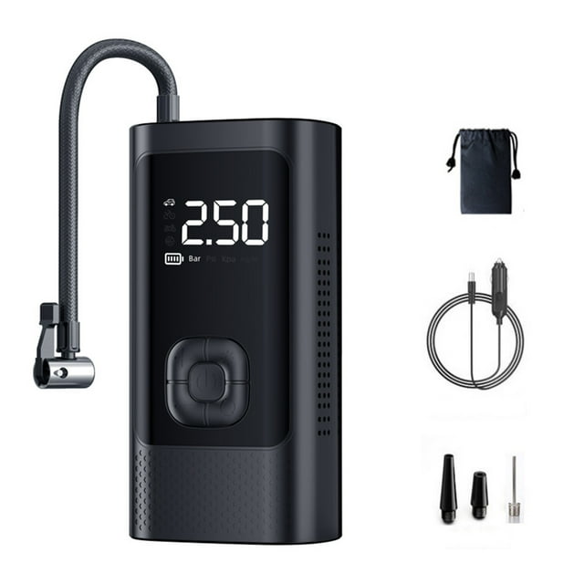 Gonfleur de Véhicule Multifonctionnel Pompe Portable pour la Maison Mini Gonfleur Rapide, Écran LCD Numérique Intelligent avec Éclairage LED