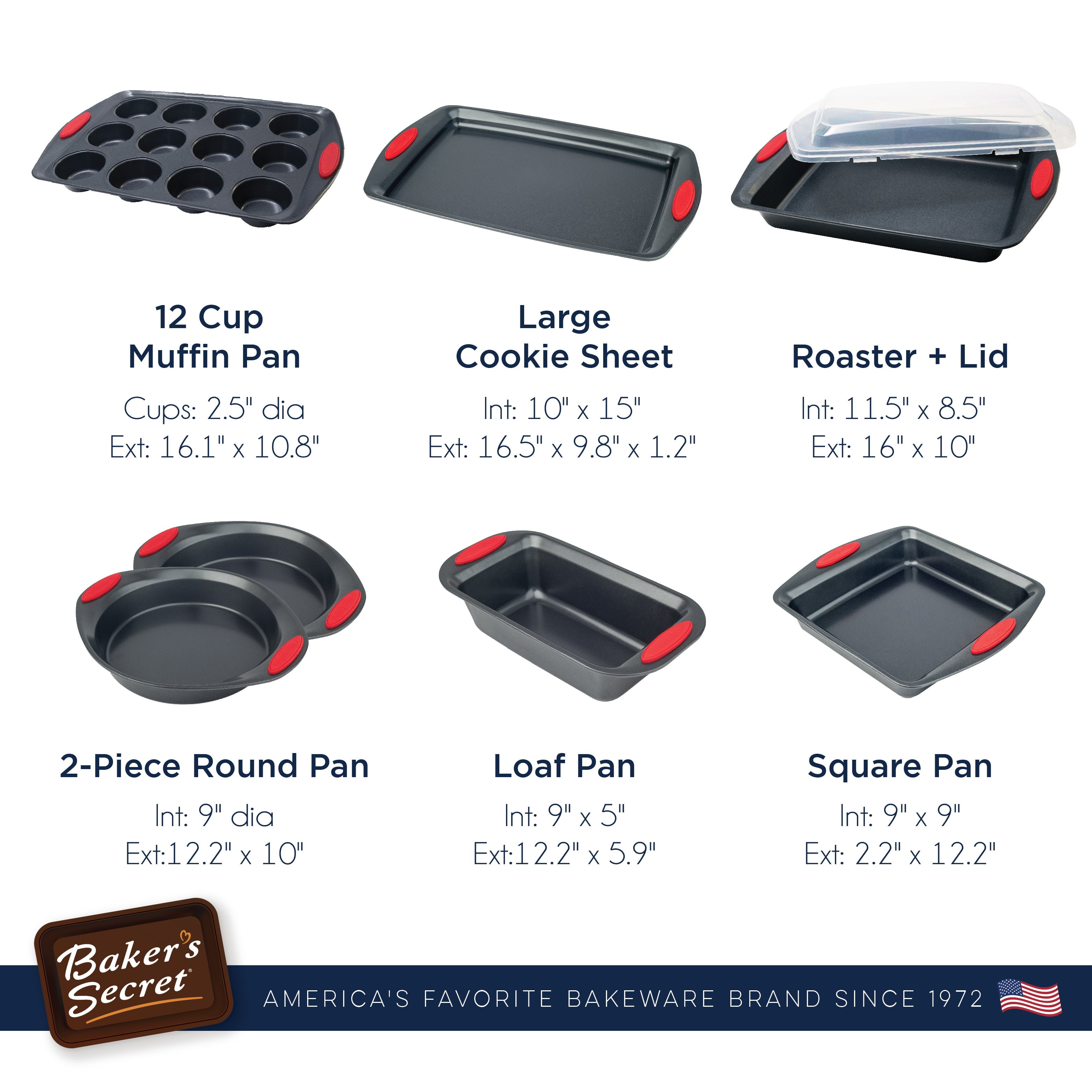 Bakeware Sets - 8 Pieces Baking Pans Set with Grip - Baking Sheets for Oven Nonstick Set, Wedding Registry Items baking dishes for oven - Nonstick pan set Kitchen Supplies, by Baker's Secret