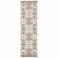 thumbnail image 1 of HomeRoots 384279 7 ft. Ivory Gray Abstract Ikat Indoor Runner Rug, 1 of 1