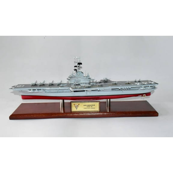USS Hancock CVA-19 Aircraft Carrier Model,Navy,Scale Model,Mahogany,Essex Class,24 inch
