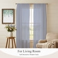 thumbnail image 5 of Bedliving Sheer Curtains 84 Inches Long 2 Panels Navy Blue Striped Light Filtering Voile Drapes Rod Pocket Curtains for Bedroom Living Room Decor, 5 of 9
