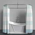 thumbnail image 4 of Blue and White Striped Waffle Shower Curtain Ombre Nautical Splicing Stall Bath Curtain Rustic Farmhouse Neutral Bathtub Curtain for Kids Bathroom Waterproof Decor with Hooks,72x72 Inch, 4 of 6