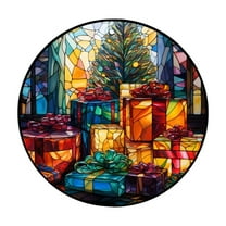 geerera Round Christmas Rug, 16 Inch Holiday Themed Non-Slip Carpet, Circular Floor Mat for Living Room, Bedroom, Coffee Table Decor