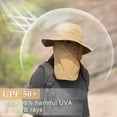 thumbnail image 3 of TAGVO Wide Brim Sun Hat with Detachable Neck Face Flap, Outdoor UPF 50+ Protection Fishing Hats, Camping Hiking Walking Travel Sun Bucket Hats Foldable Sun Caps - Adjustable Chin Strap, Khaki, 3 of 7