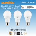 thumbnail image 1 of CHUANK LED Dusk to Dawn A19 Light Bulb  9 Watts  800 Lumens  Medium E26 Base  Non Dimmable  5000K Daylight  3 Pack, 1 of 7