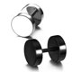 thumbnail image 5 of WKOUD, un par de pendientes redondos de acero inoxidable negro para mujer, pendientes perforadores con mancuernas, joyería de moda Punk para hombre, 5 of 5