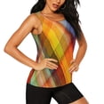 thumbnail image 2 of Wukai Abstract Watercolors Tartan Print &nbsp;Women's Workout Tank Top Mesh Yoga Shirts Athletic Running Tank Tops Athletic Gym Shirts - X-Large, 2 of 8