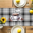 Coffee Beans Cup Black White Buffalo Plaid Table Runner 70 Inches Long ...