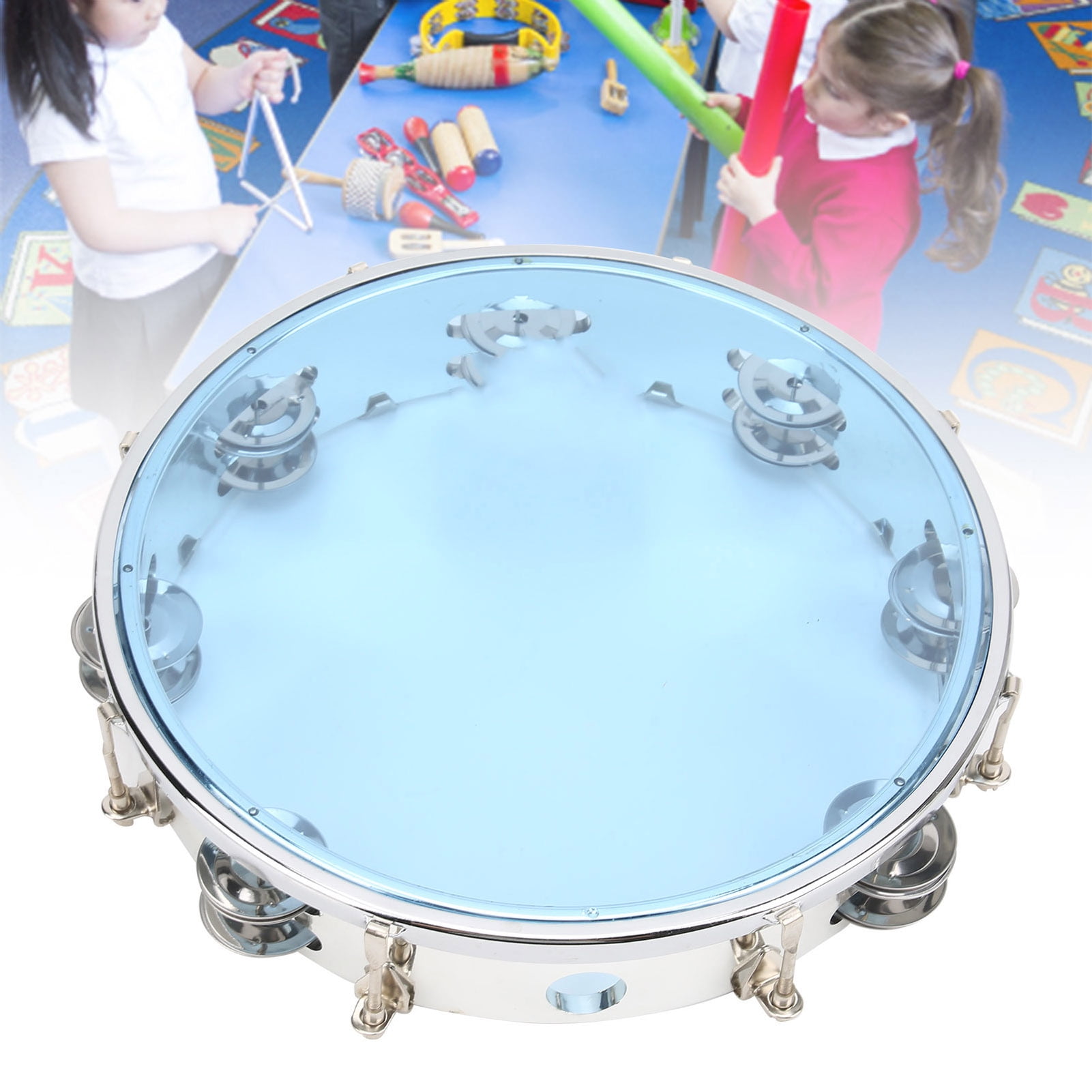 Row MBAT Tambourine Adjustable Double Row 10in Percussion Jingles Instrument For Party