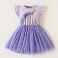 thumbnail image 3 of WIBACKER Toddler Kids Girls Unicorn Dress Short Sleeve Summer Casual Tutu Tulle Dresses, 3 of 8