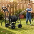 thumbnail image 3 of Ktaxon Black & Green Hose Cart, Iron Construction with 4-Wheel Stability & Built-In Garden Hose, 3 of 11