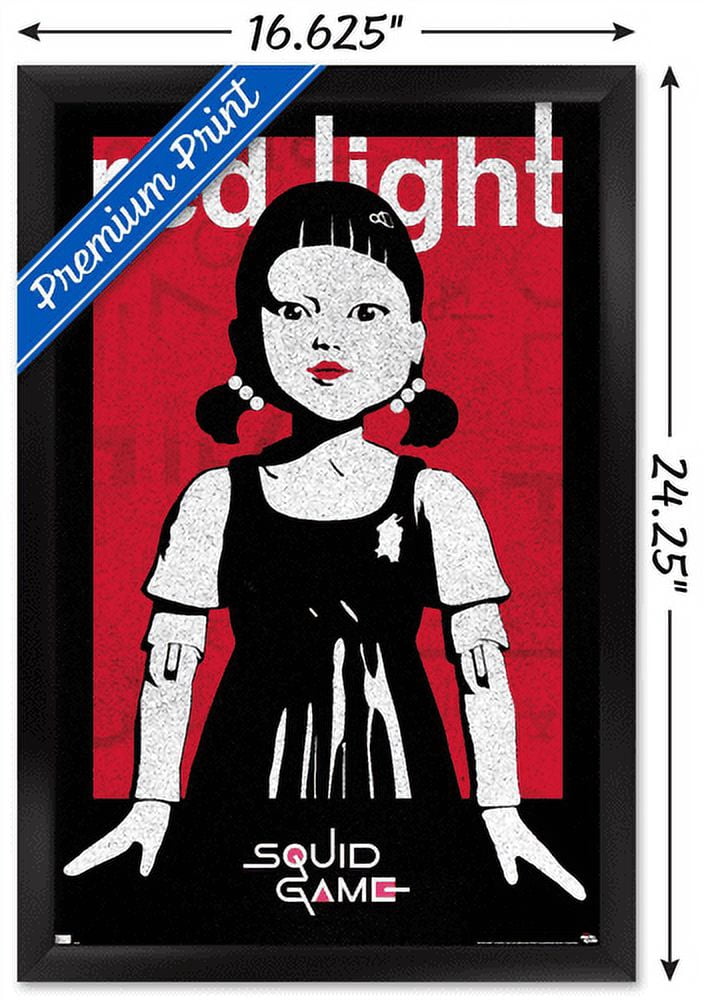 Netflix Squid Game - Red Light Wall Poster, 14.725" x 22.375", Framed