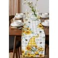 thumbnail image 2 of Gnomes Burlap Cotton Table Runner 13x36 Inches Short, Vintage Yellow Sunflower Summer Bee Grey Plaid Farmhouse Table Runners, Outdoor Dining Tablecloths Decor for Baby Shower/Party/Wedding, 2 of 6