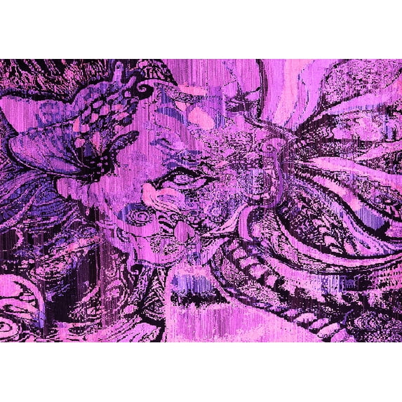 Ahgly Company Indoor Rectangle Oriental Pink Industrial Area Rugs, 4' x 6'