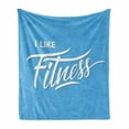 thumbnail image 1 of Fitness Soft Flannel Fleece Throw Blanket, I Like Fitness Sports and Work out Athletic Lifestyle Theme Exercise Health, Cozy Plush for Indoor and Outdoor Use, 70" x 90", Pale Blue White, by Ambesonne, 1 of 6