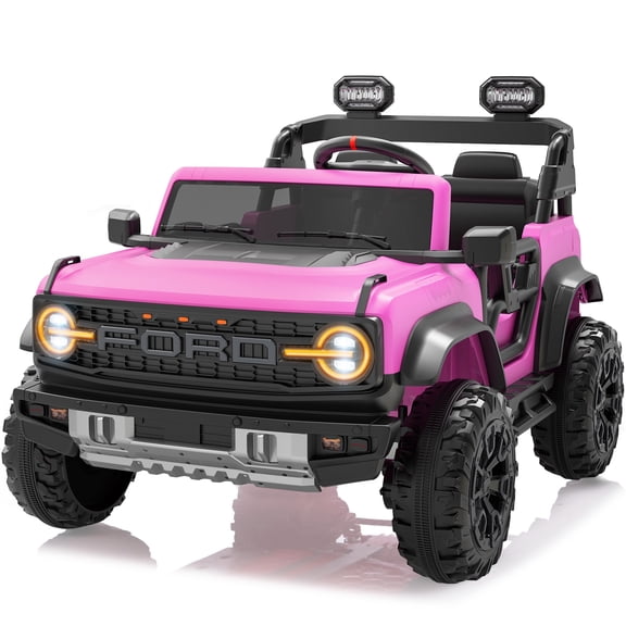 iYofe 24V 2 Seater Ford Bronco Raptor Powered Ride on Cars, Electric Toy Car for Kids with Remote Control, 4 Wheels Suspension, Music, Ages 3-8, Pink