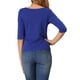 thumbnail image 3 of INSPIRE CHIC Camisetas de Mujer de Manga Codo Cuello Barco Ajustadas Casual Camisetas Azul Real S, 3 of 7