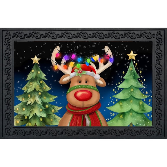 Briarwood Lane Christmas Doormat 30x18 Indoor Outdoor Festive Reindeer For Christmas Doormat