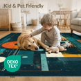 thumbnail image 4 of ODIKA 6'x9' Washable Area Rug Guitar Music Rock Vinyl Record Motif Note Themed Rocks Imsical for Family Room, Living Room, Master Bedroom, Non-Slip, Easy Care, 4 of 7