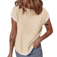 thumbnail image 1 of XMMSWDLA Womens T Shirts Short Sleeve Crew Neck Shirts Basic Tee Tops Blouse Beige Spring Tops for Women 2024, 1 of 5