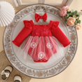 thumbnail image 2 of Toddler Baby Girls Clothes Sets Letter Ruffled Long Sleeve Romper Dress with Hairband Kids Fall Winter Holidays Casual Lace Jumpsuit Dress 6-12 Months, 2 of 8