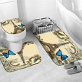 thumbnail image 4 of 4Pcs Vintage Paris Eiffel Tower Shower Curtain Sets Bathroom Set Decor with Non-Slip Rugs Bath U-Shaped Mat Toilet Lid Cover Waterproof Butterfly Bathroom Curtains Shower Set with 12 Hooks, 4 of 12