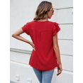 thumbnail image 4 of SOMER Womens Dressy Shirts Ruffle Short Sleeve V Neck Work Blouse Business Casual Summer Cute Tops 2026 Red XL, 4 of 11