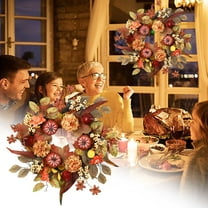 Marryso 24 Inch Thanksgiving Wreath with Pumpkins - Fall Wreath for Front Door with Berries, Pinecones, Maple Leaves - Outdoor Autumn Decor for Door, Window, Wall, Porch